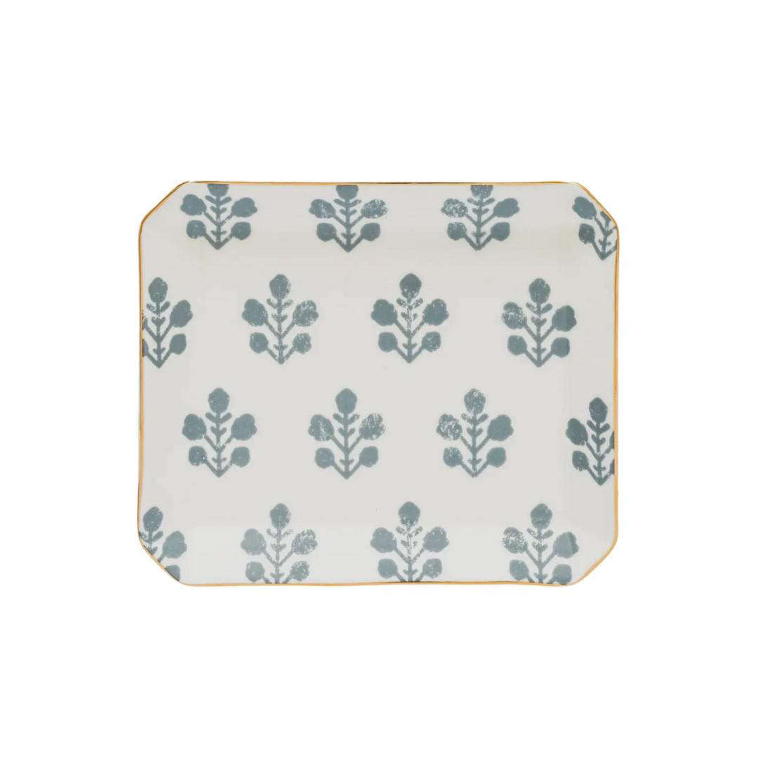 Dusty Blue Floral Trinket Tray