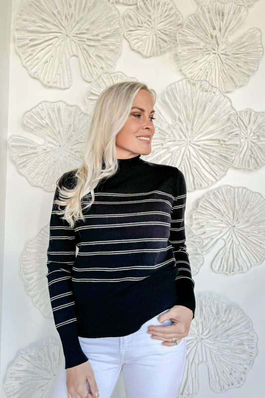 Black Striped Turtleneck