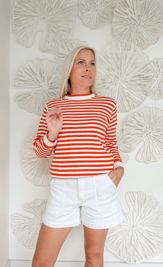 Tomato/Cream Striped Sweater