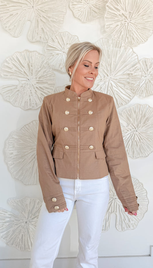 Mocha Button Zip Jacket
