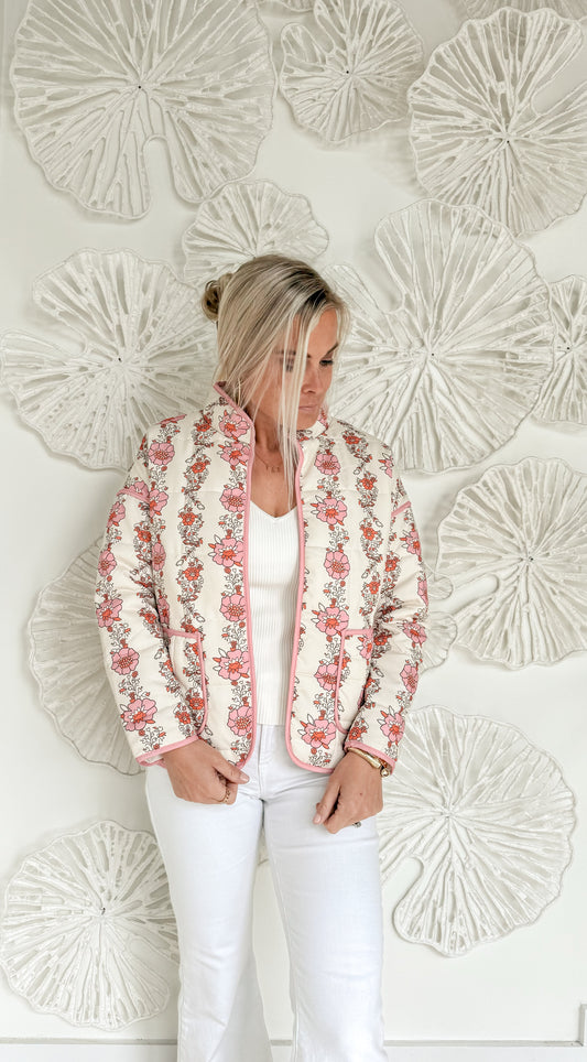 Floral Print Quilted Jacket