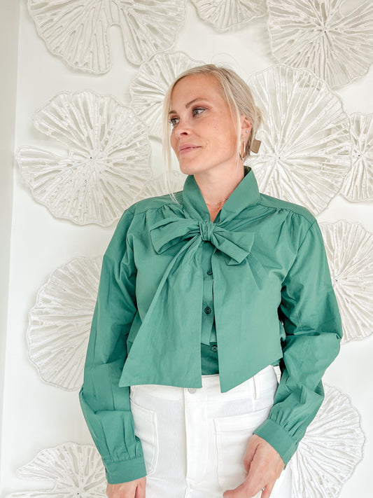 Forest Green Bow Blouse