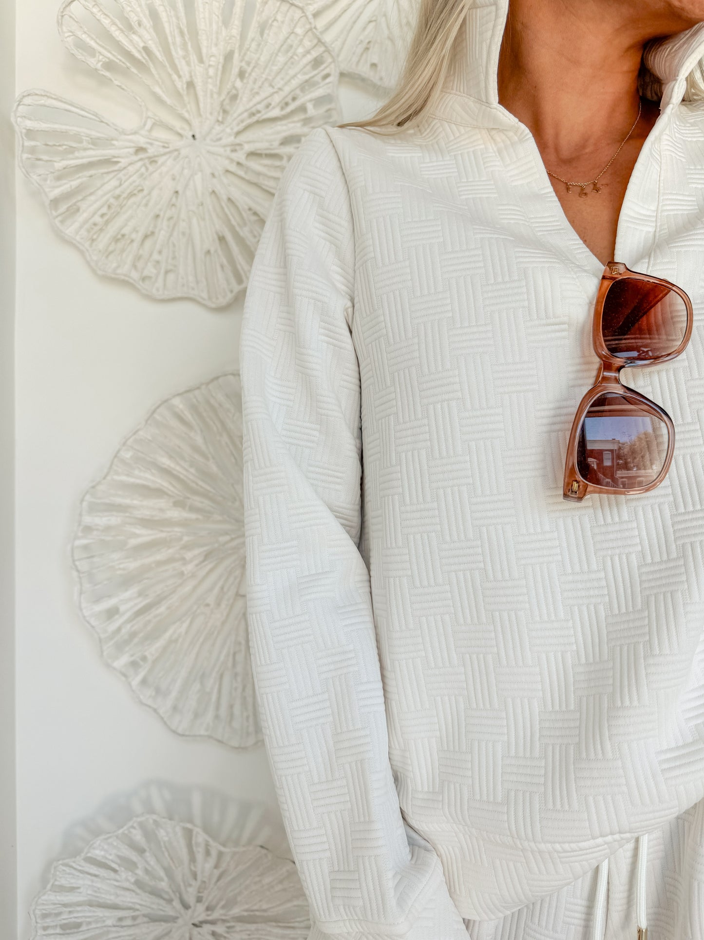 Cream Quilted Short Set