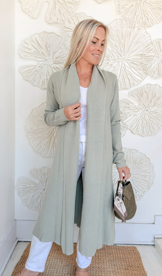 Sage Waffle Texture Cardigan