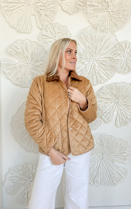 Khaki Quilted Suede Jacket