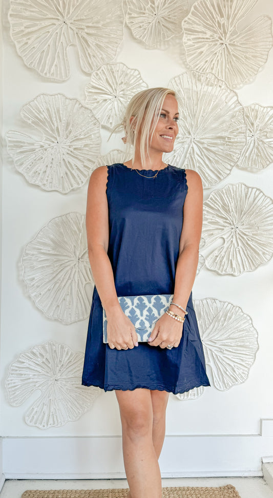 Navy Scalloped Mini