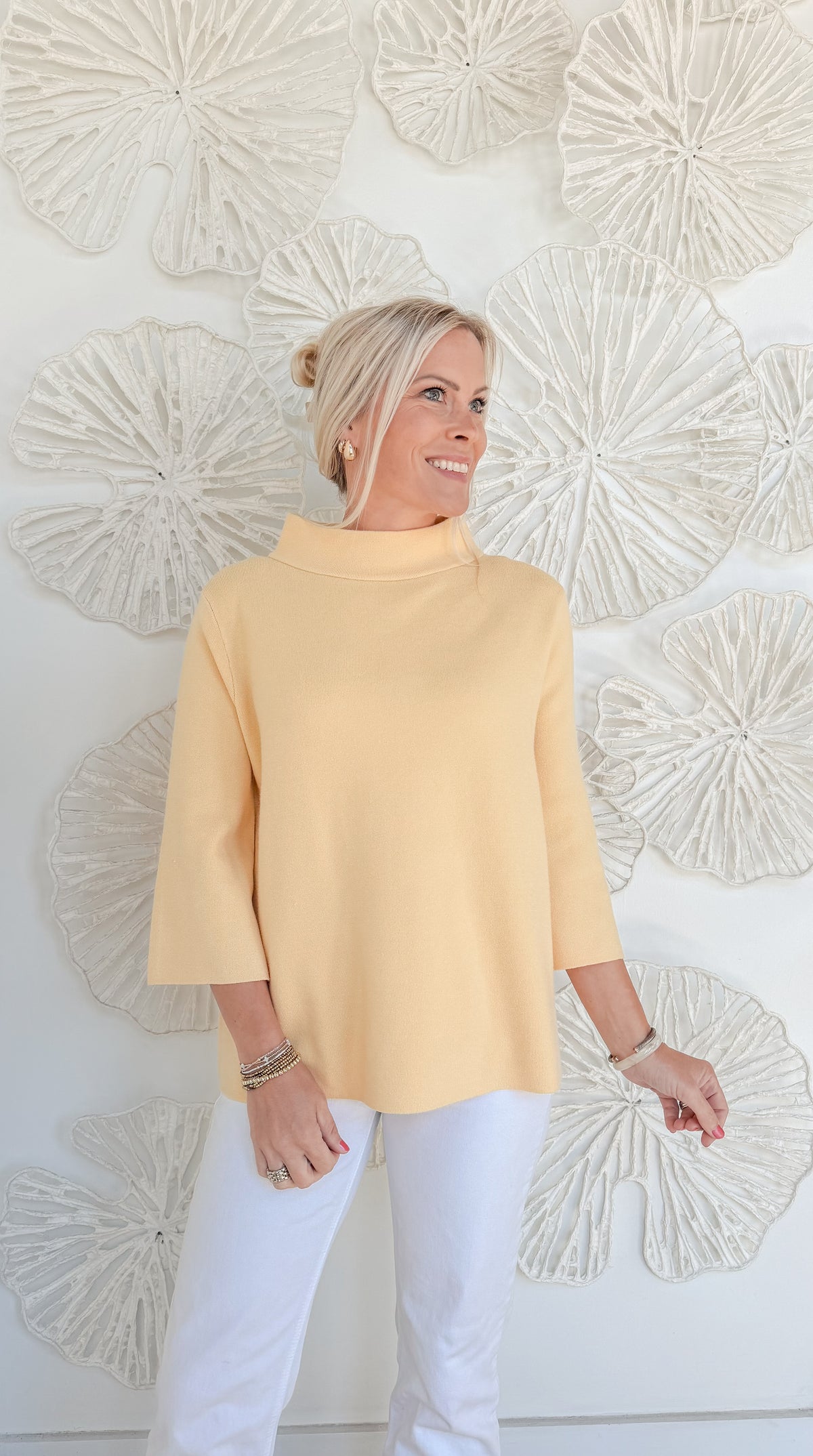 Butter Yellow Mock Neck Sweater