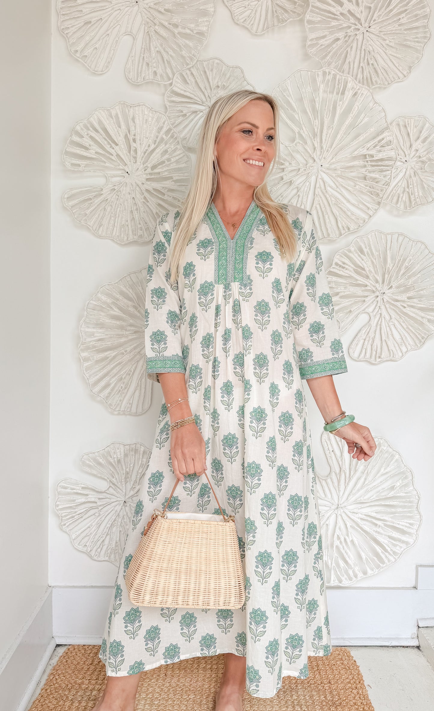 Green Floral Motiff Printed Midi