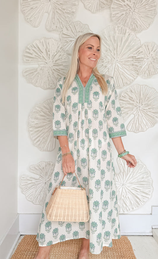 Green Floral Motiff Printed Midi