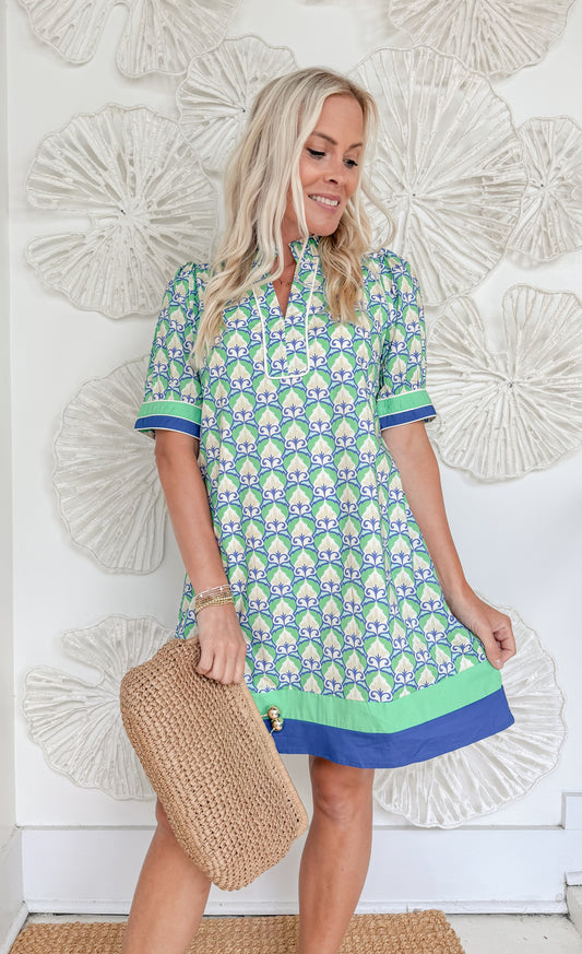 Blue/Green Abstract Printed Mini