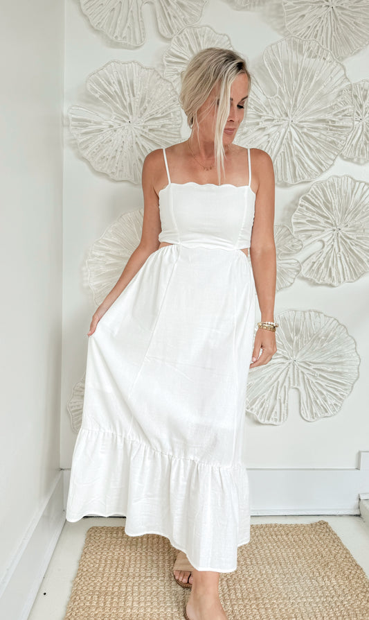 White Scalloped Cut Out Maxi