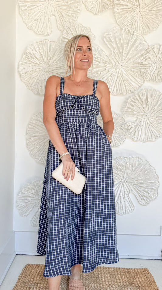 Navy Plaid Maxi