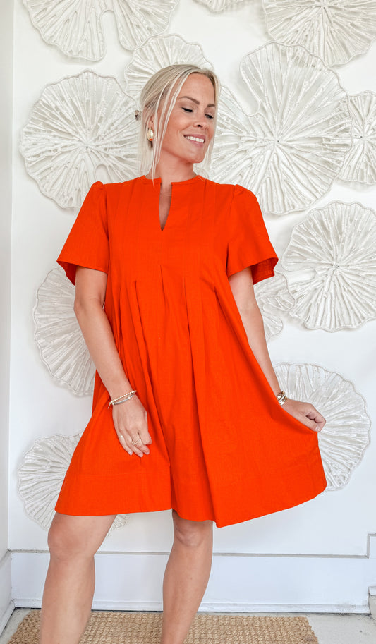 Tomato Red Pleated Mini