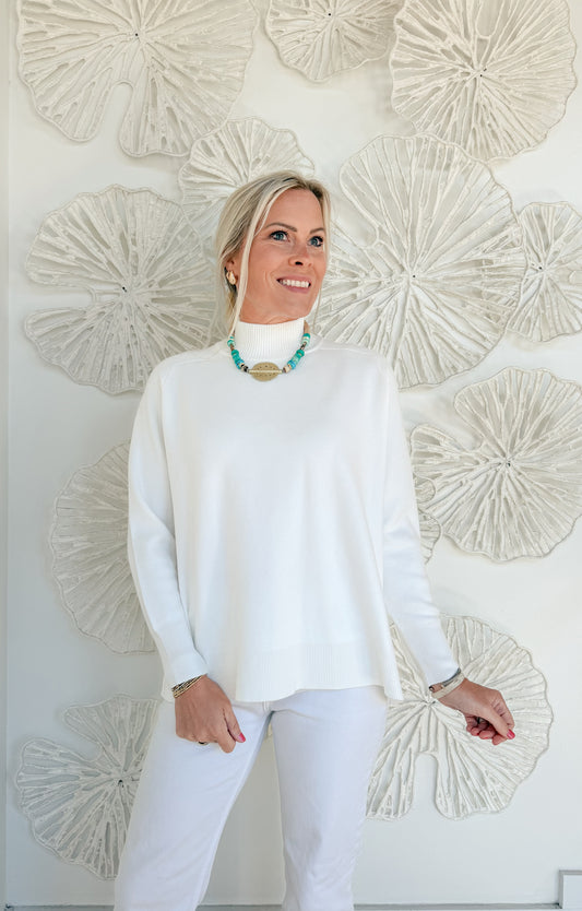 White Mock Neck Sweater
