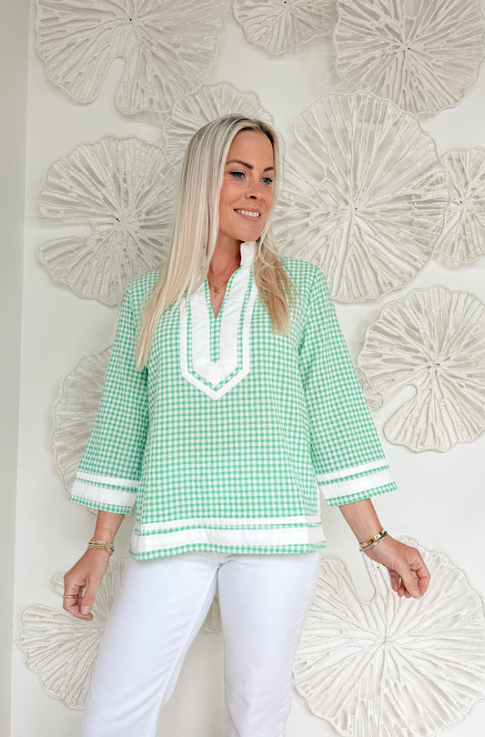 Summer Green Gingham Blouse
