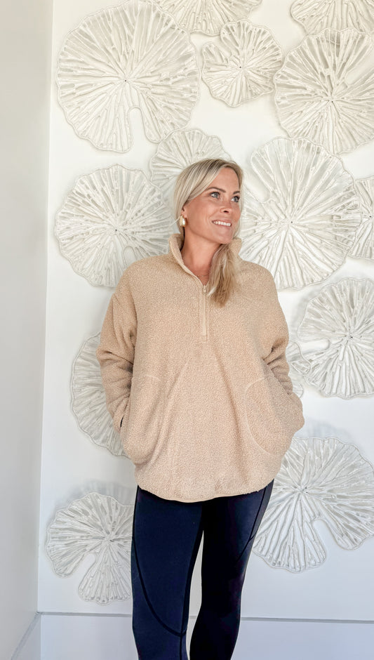 Taupe Sherpa Pull Over
