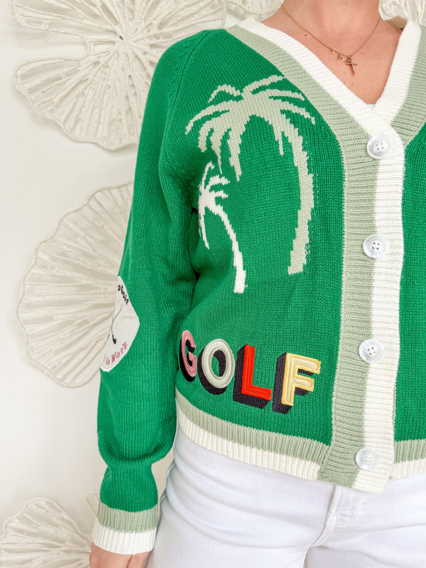 Green Golf Embroidered Cardigan