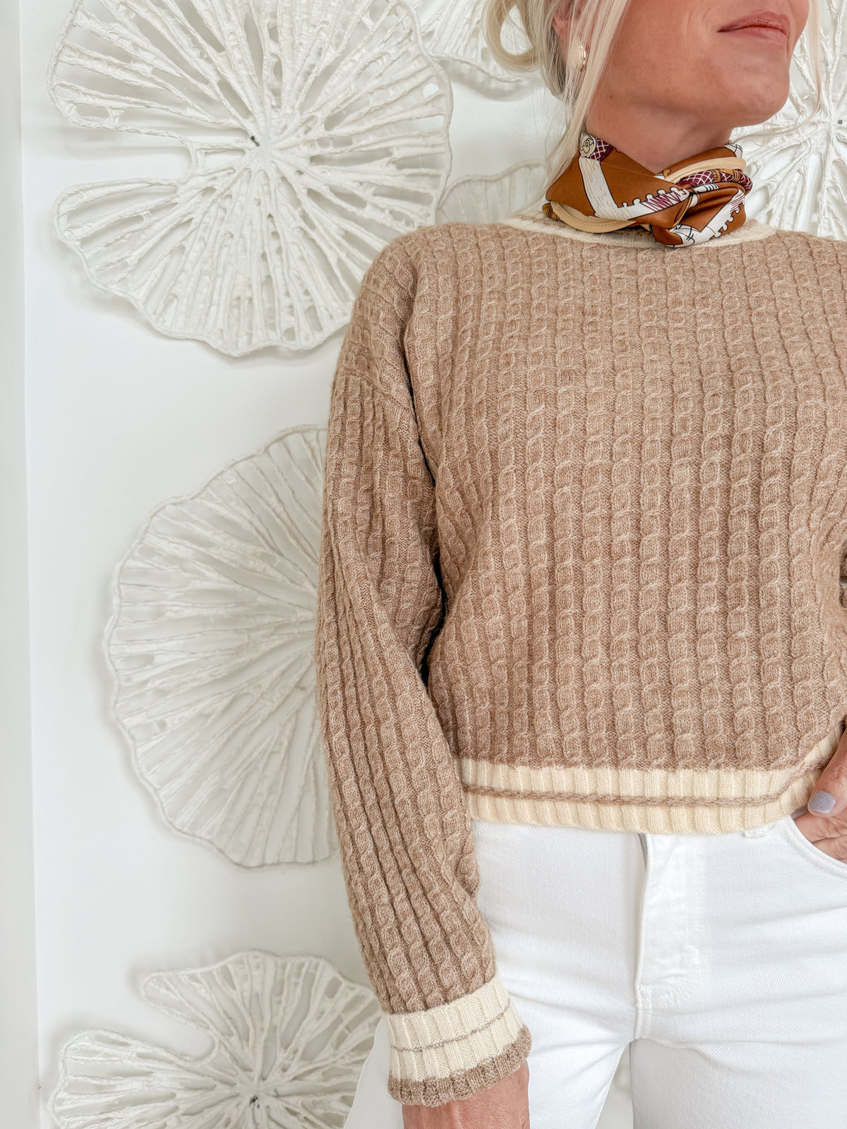 Camel Cream Knit Sweater