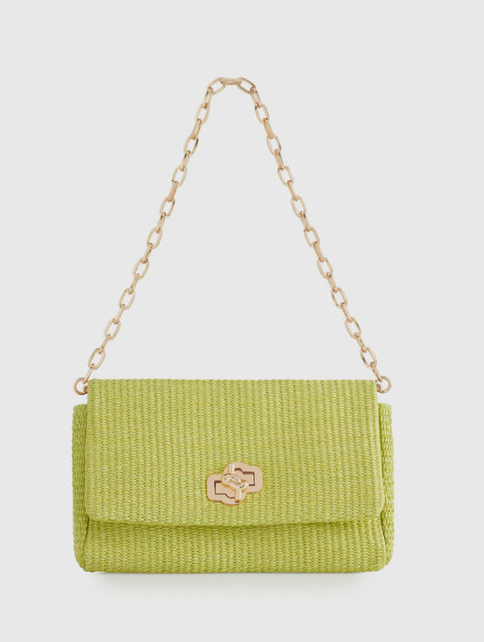 Lime Raffia Shoulder Bag/Clutch