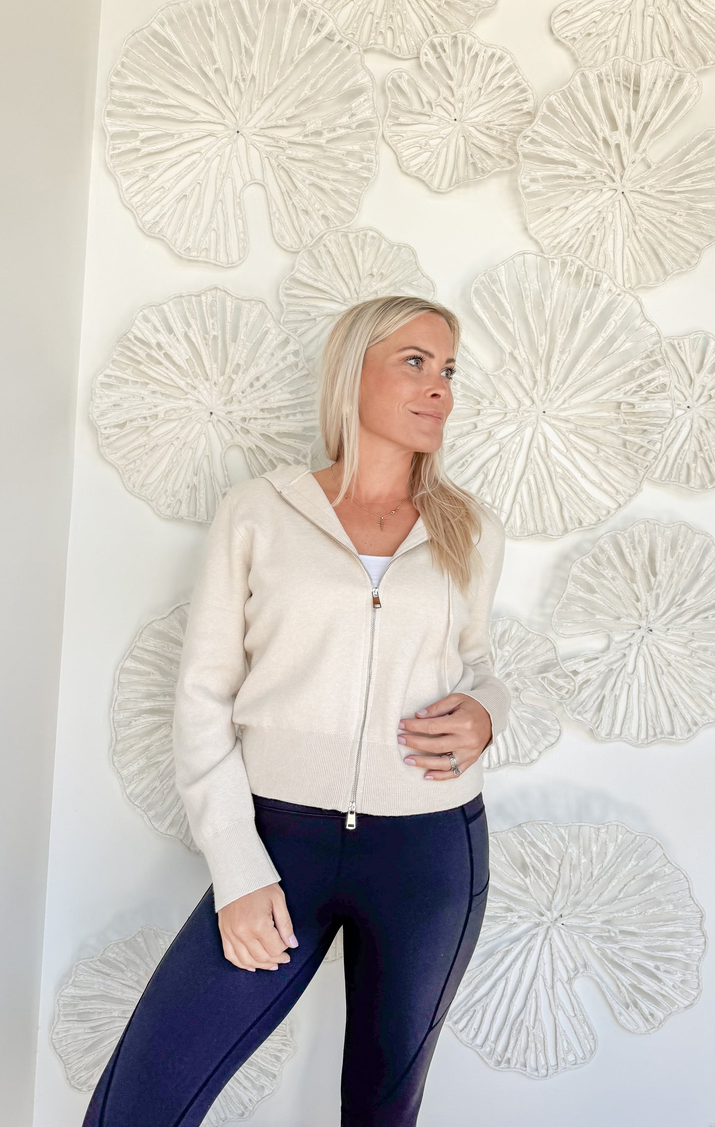 Light Ivory Athleisure Zip Up