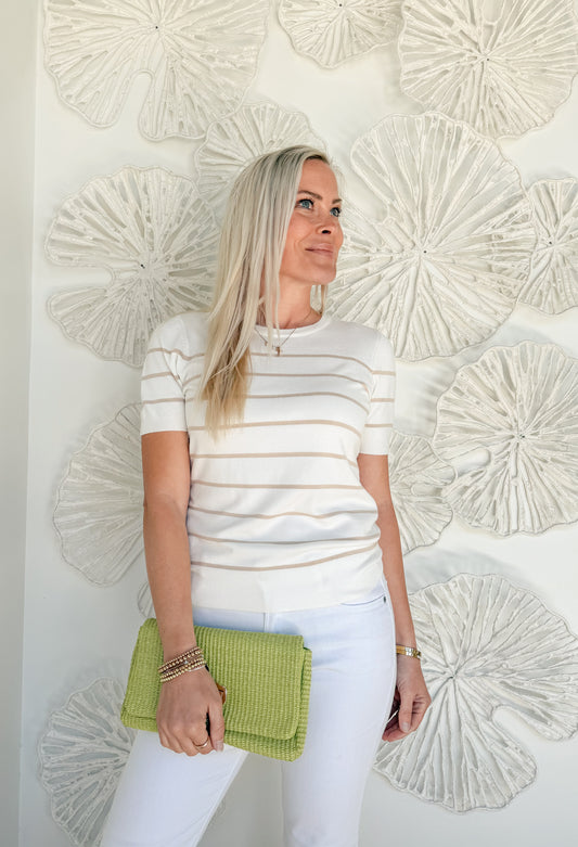 Beige Striped Sweater