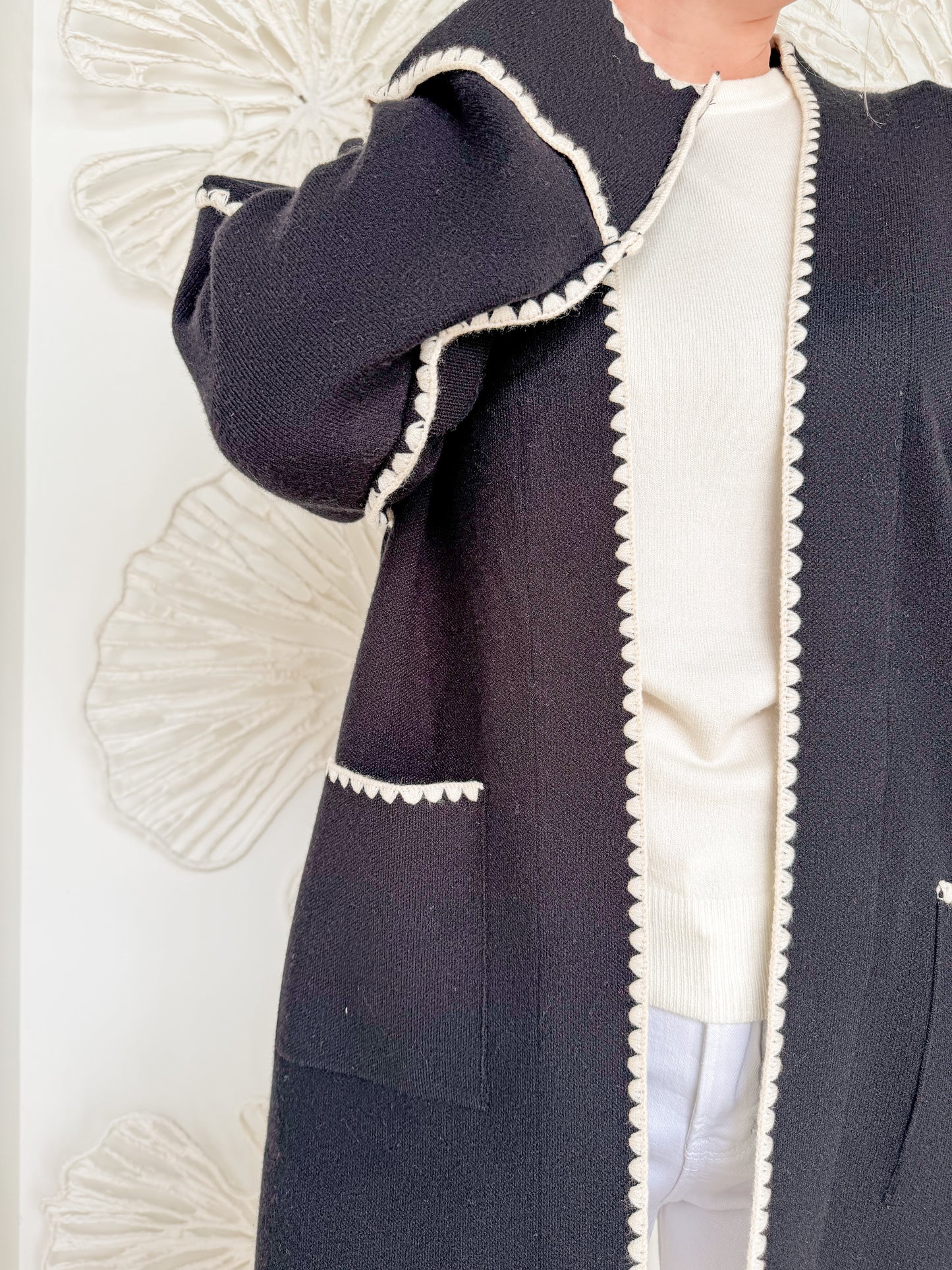 Black Stitch Detail Coat