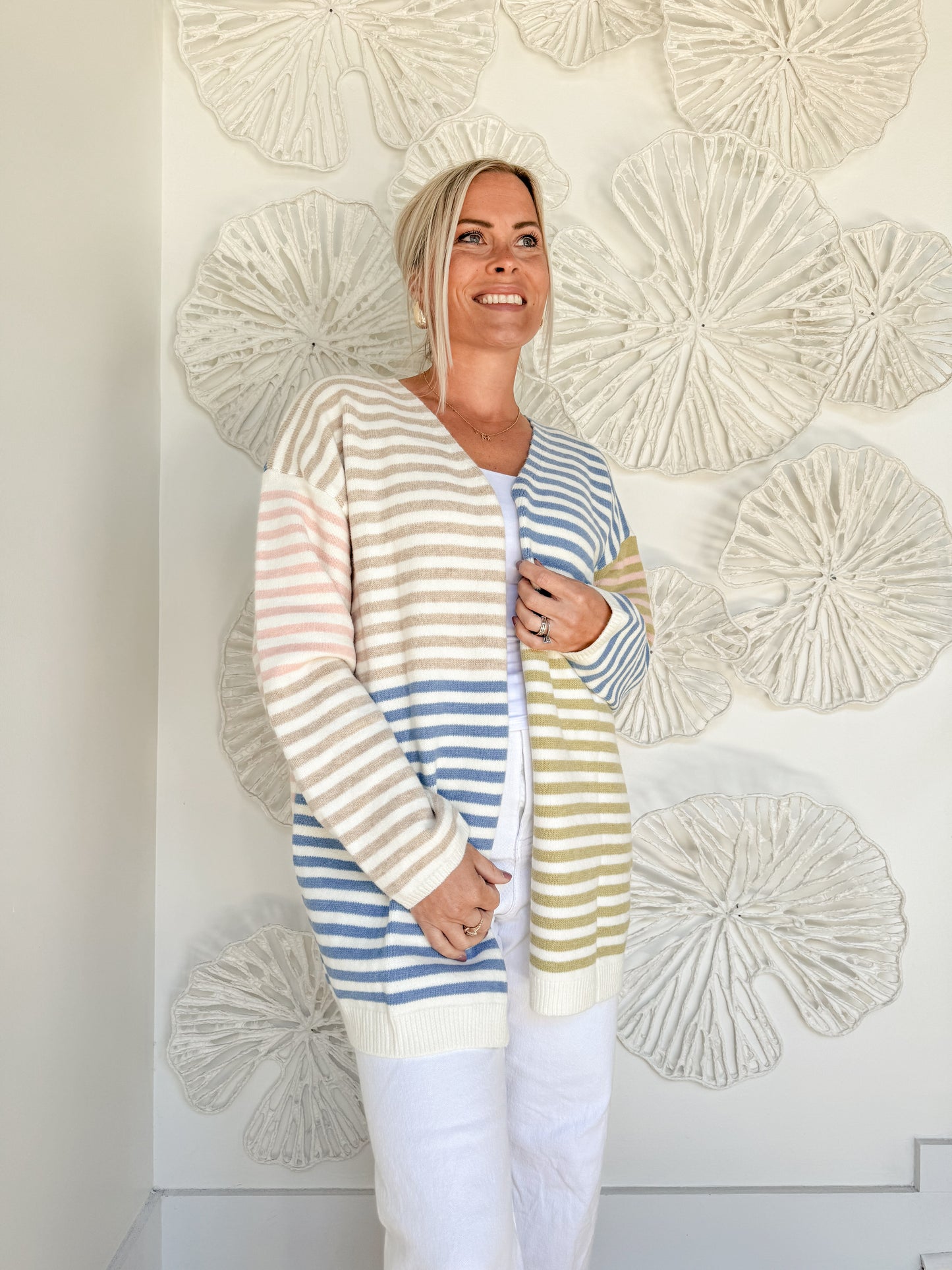 Blue/Taupe Sweater Cardigan