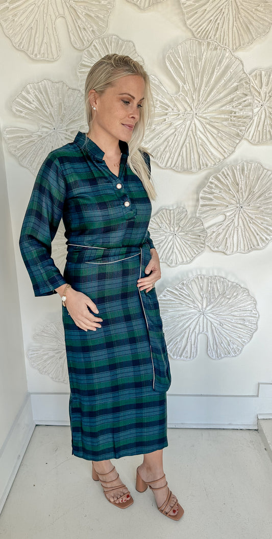 The Georgia Dark Plaid Maxi