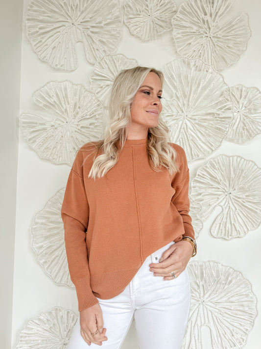 Caramel Front Seam Sweater