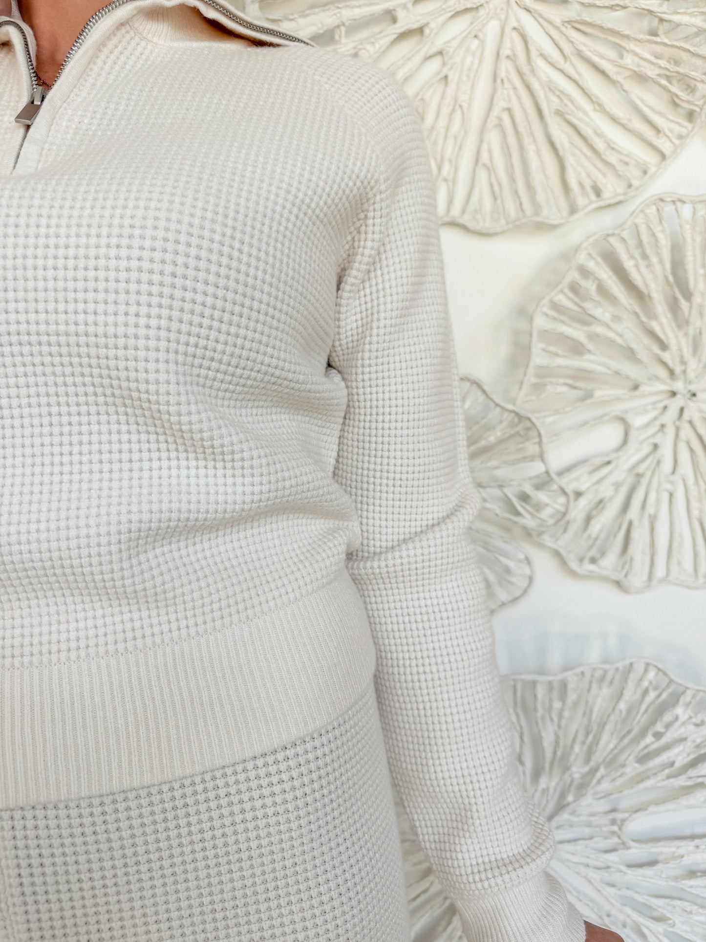 Cream Waffle Long Sleeve Set