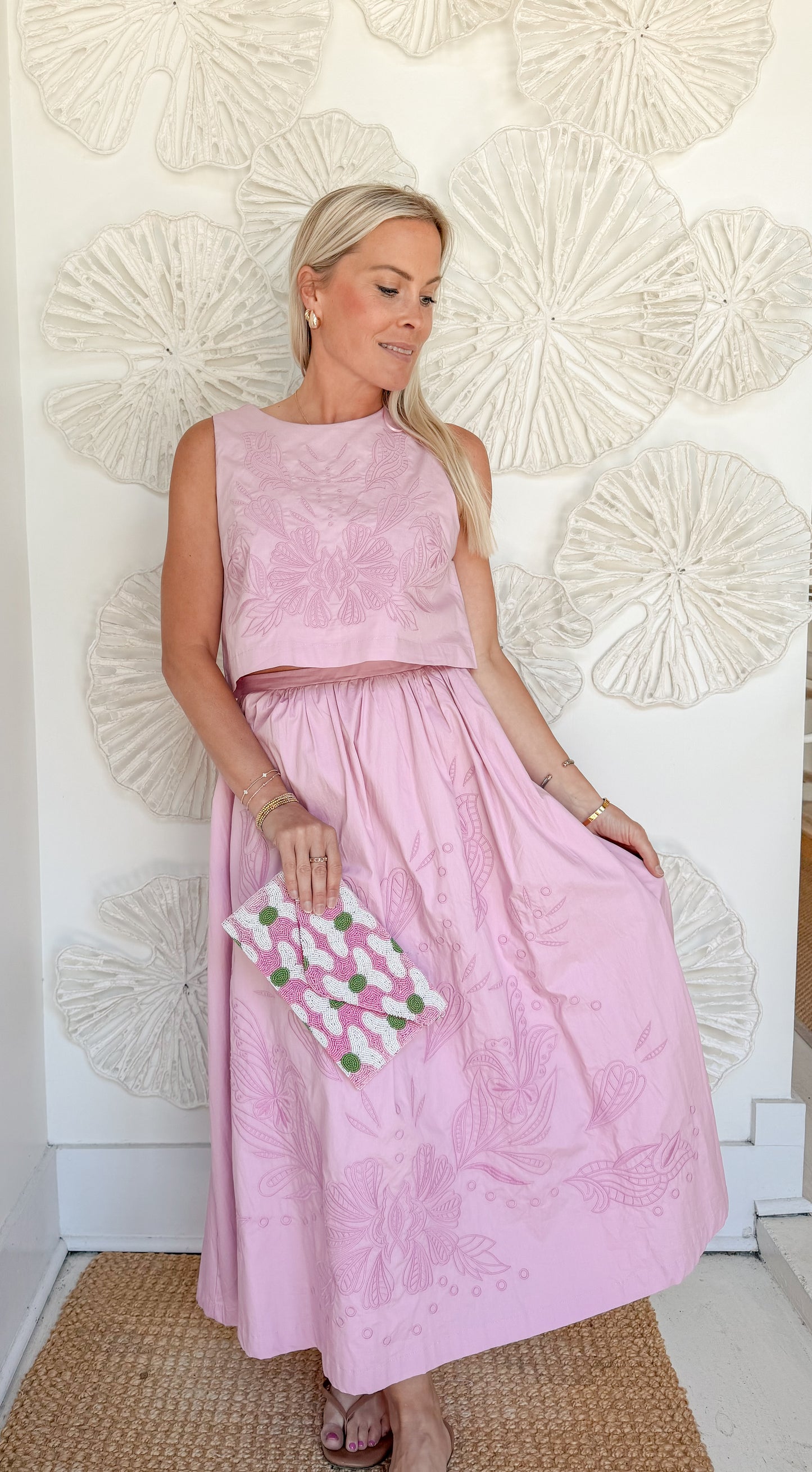 Blush Embroidered Skirt Set