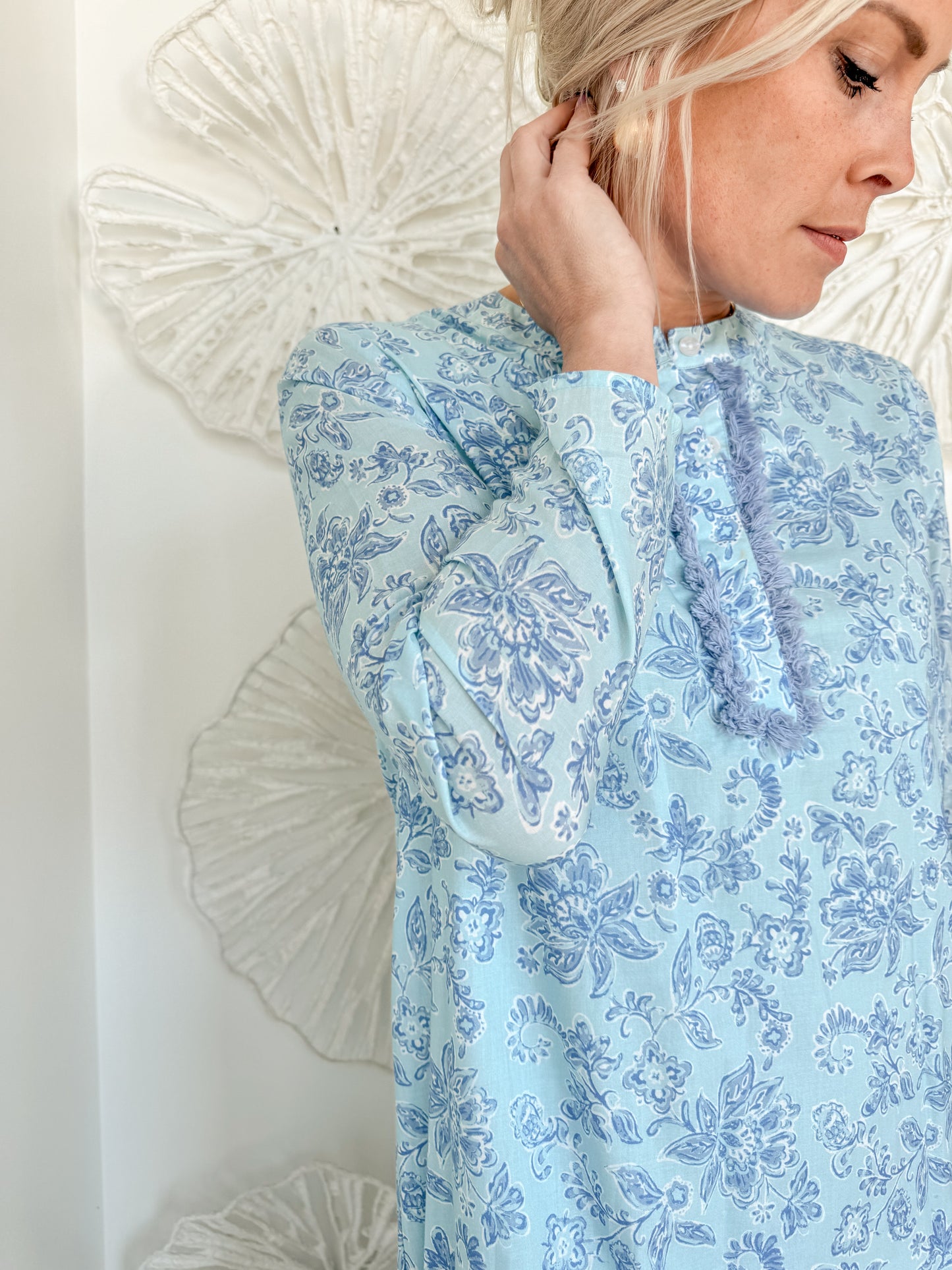 Sail to Sable Blue Floral Kaftan