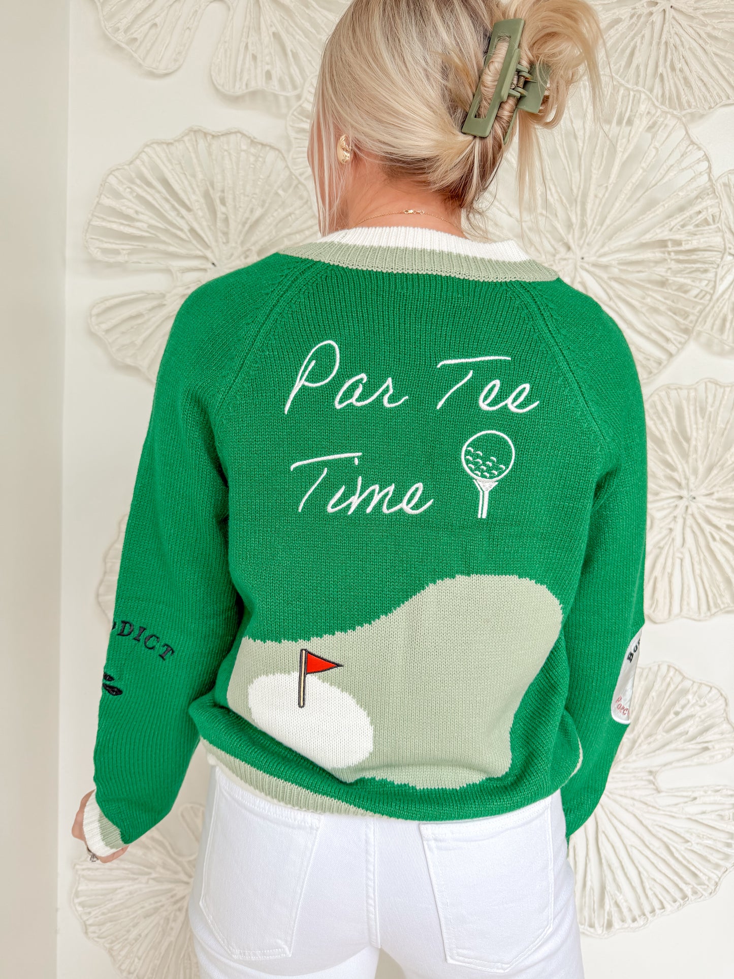 Green Golf Embroidered Cardigan