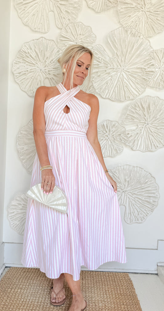 Pink/White Striped Halter