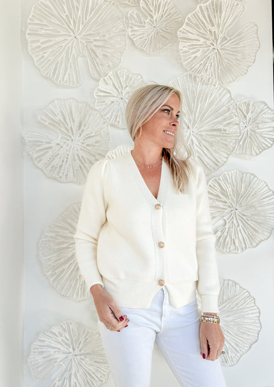 Cream Button Cardigan