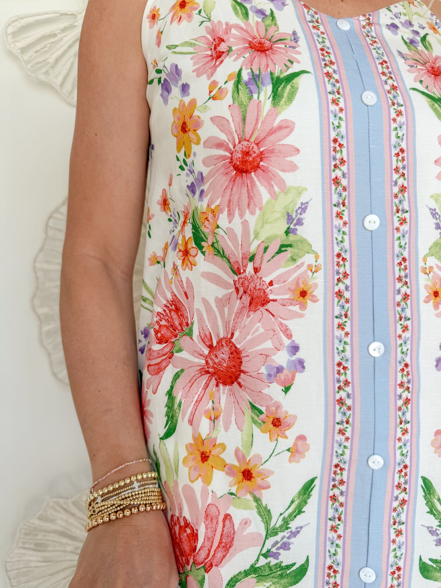 Cream Multi Floral Strap Mini