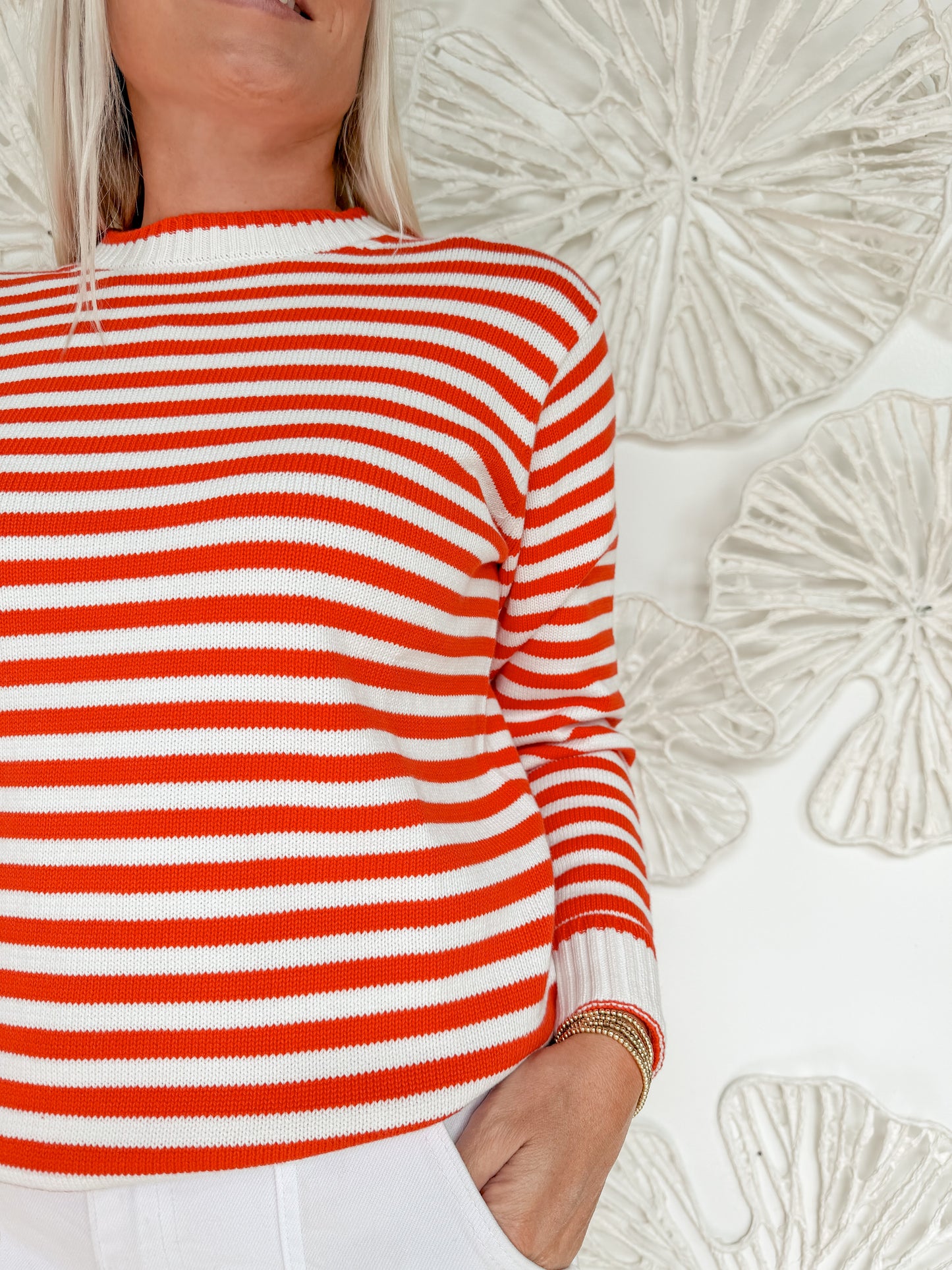 Tomato/Cream Striped Sweater