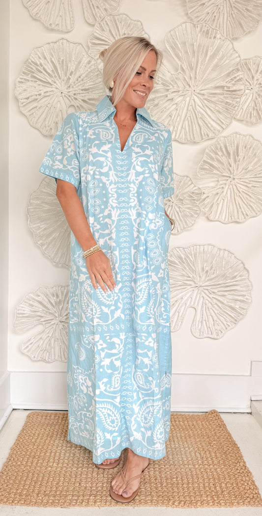 Blue Bandana Print Maxi