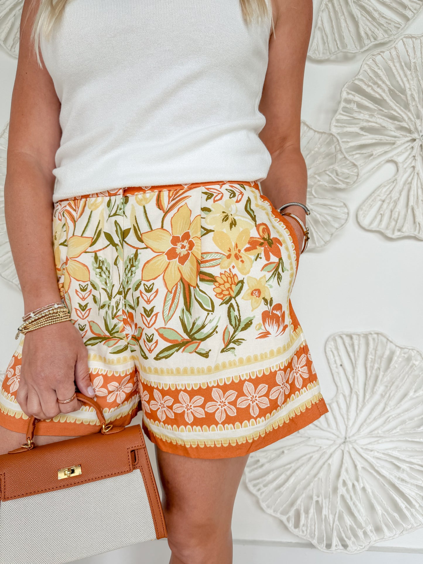 Orange/Yellow Printed Shorts