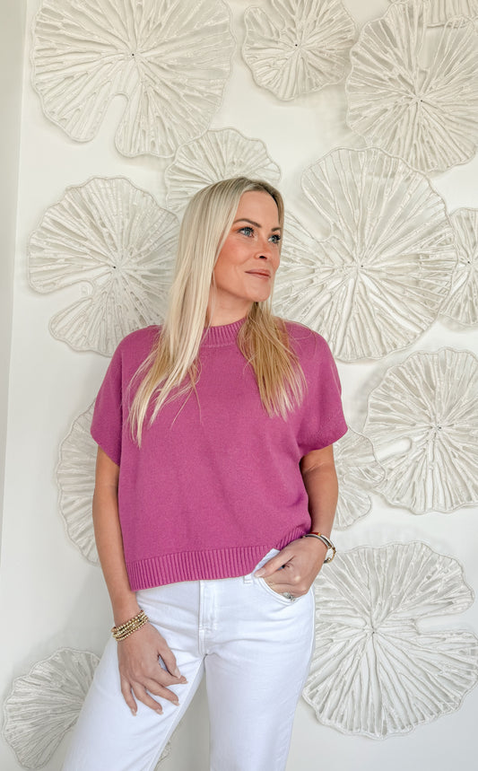 Magenta Short Sleeve Blouse