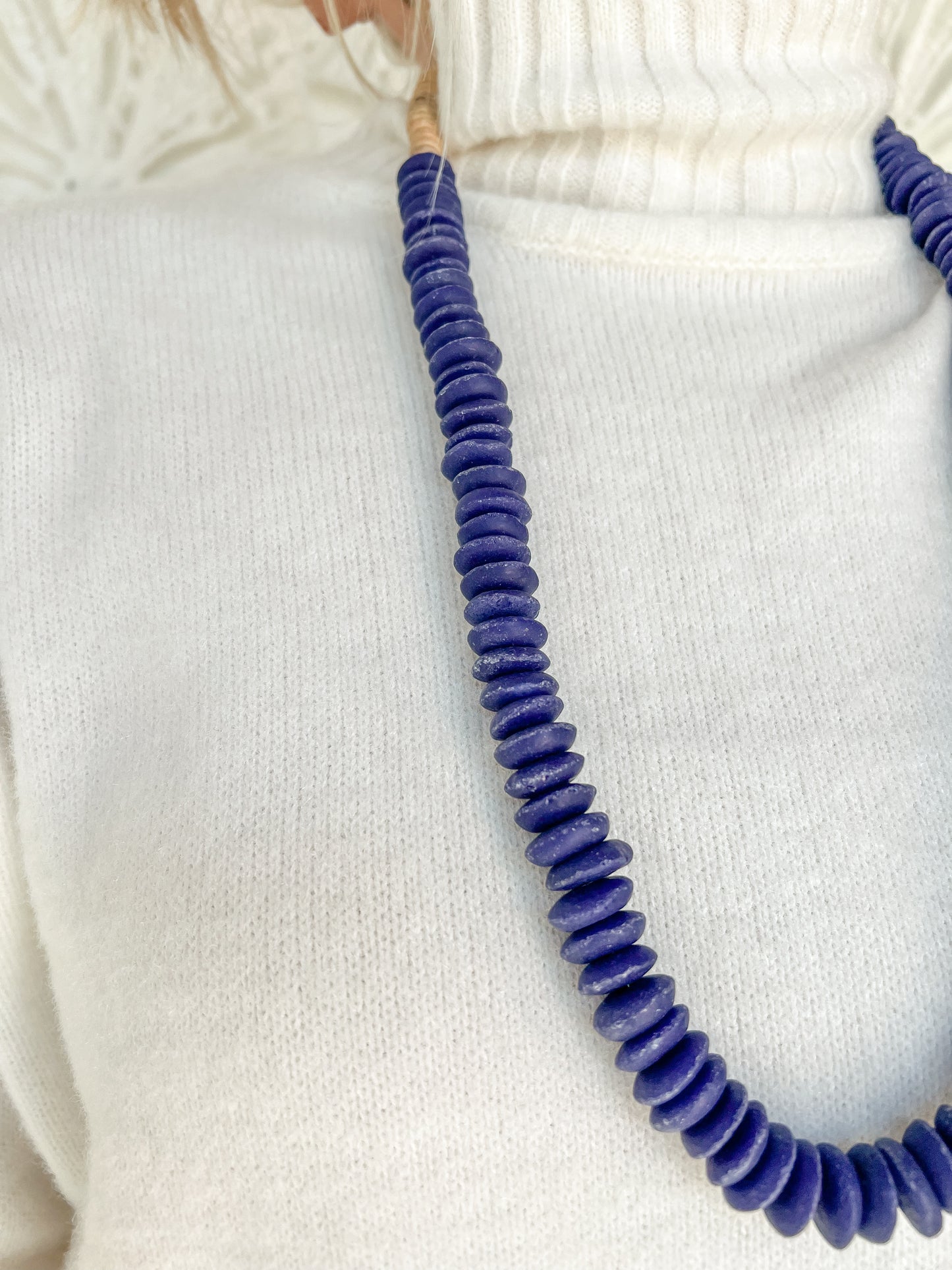 Dark Blue Bead Long Necklace
