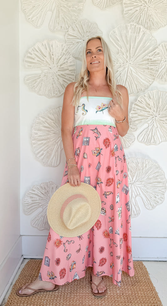 Pink Summer Printed Maxi