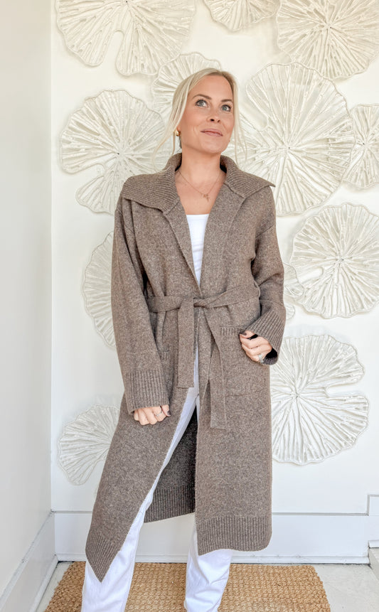 Mocha Ribbed Collared Coat