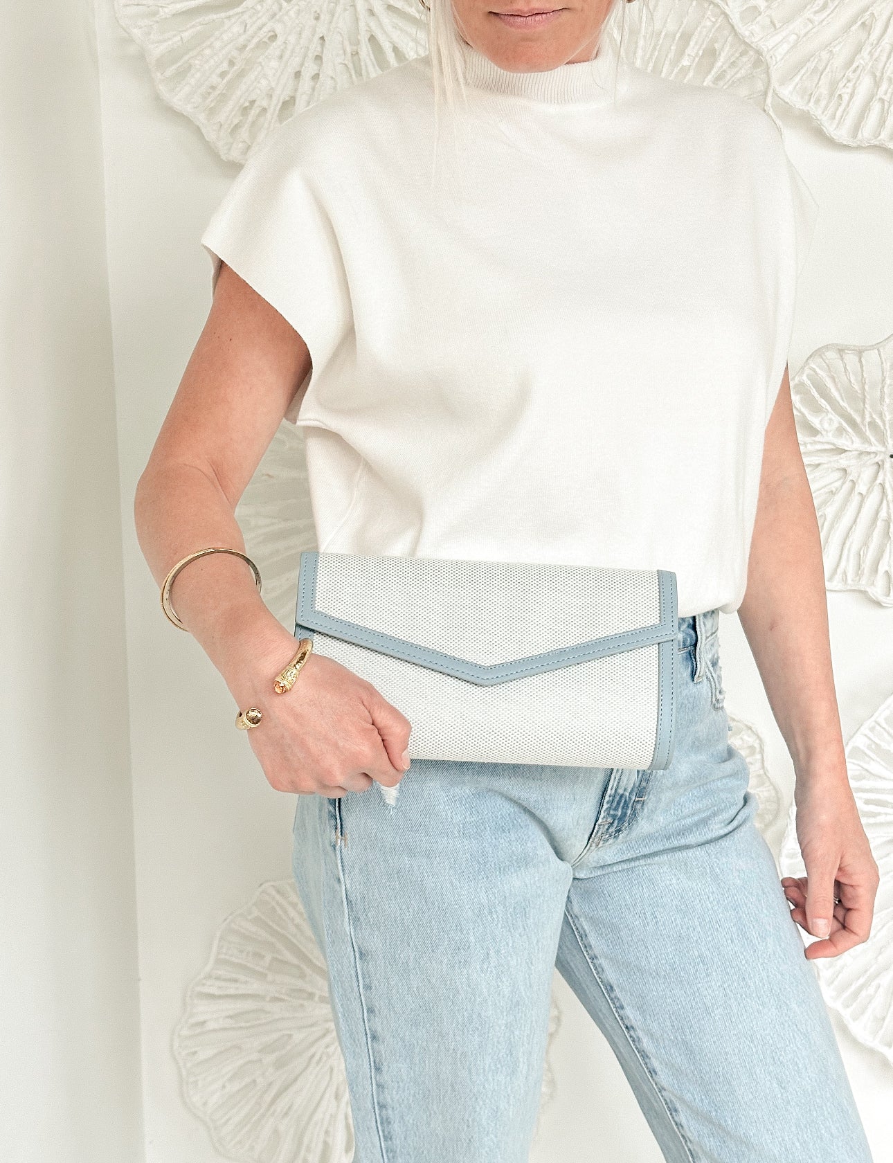 Dusty Blue Envelope Clutch