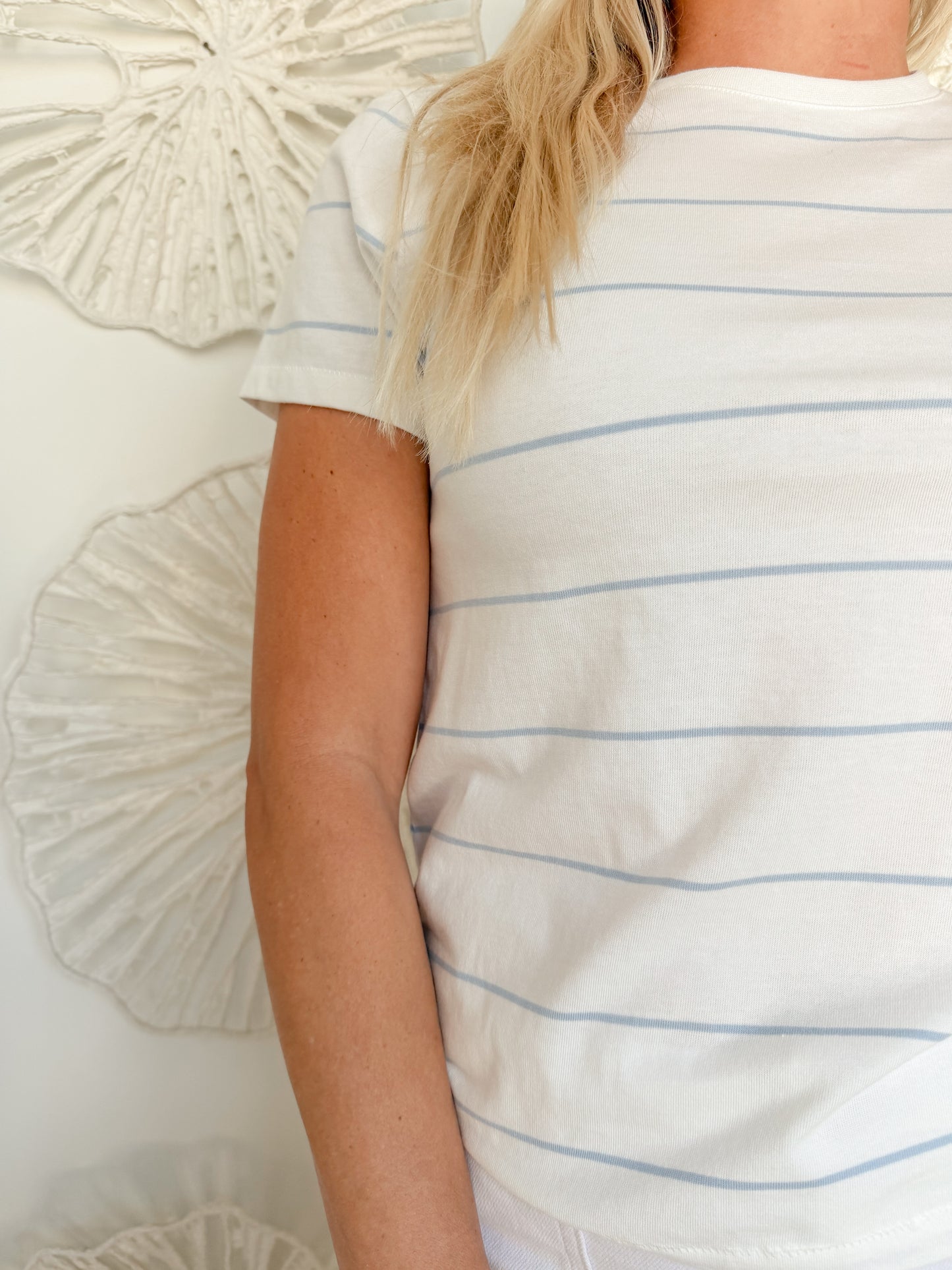 Light Blue Striped Crewneck