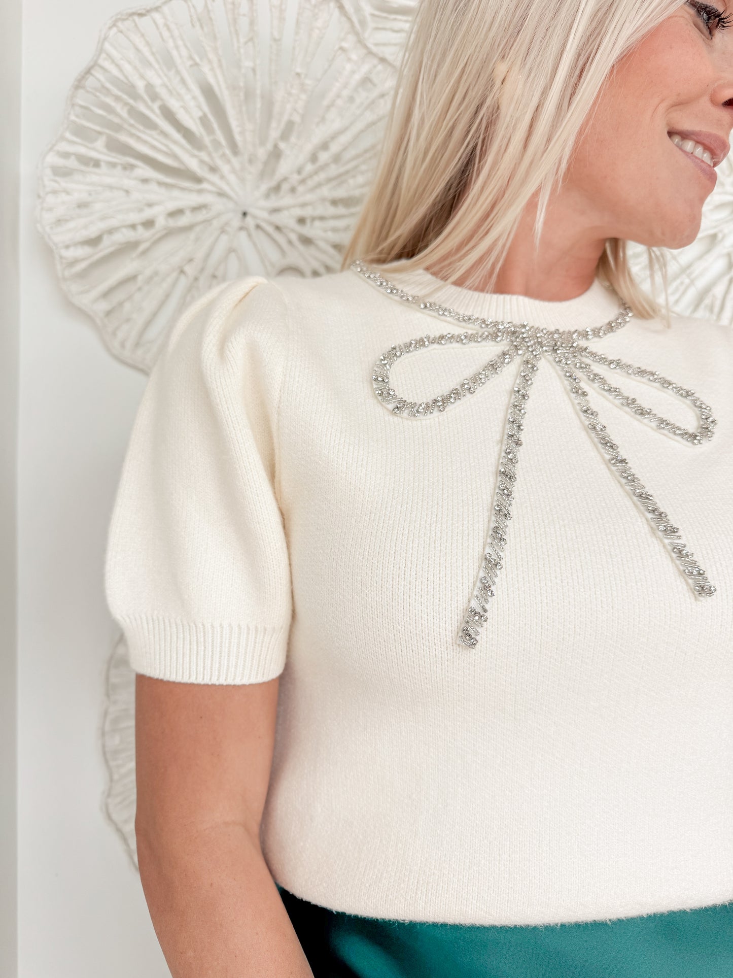 Cream Rhinestone Sweater