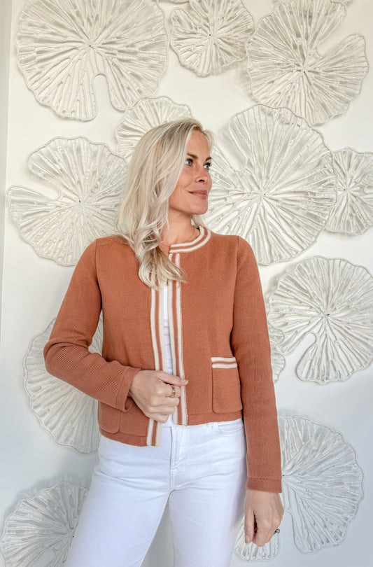 Rust Trimmed Cardigan