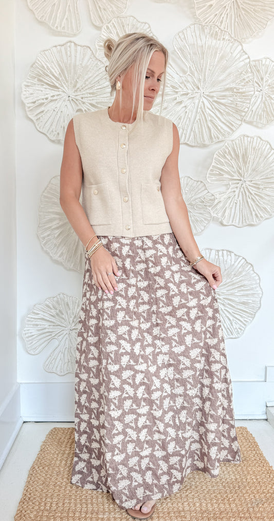 Brown Floral Skirt