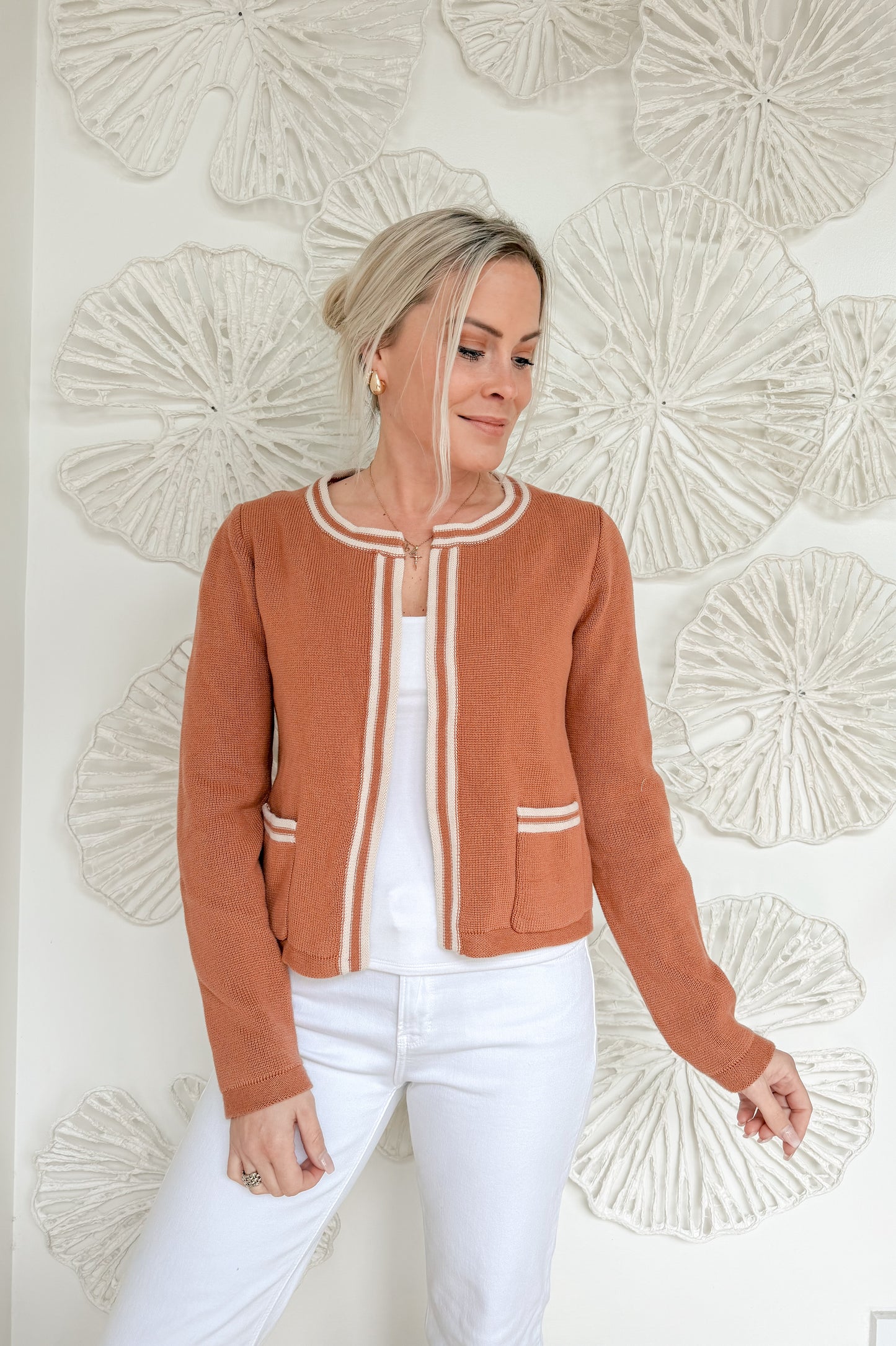 Rust Trimmed Cardigan