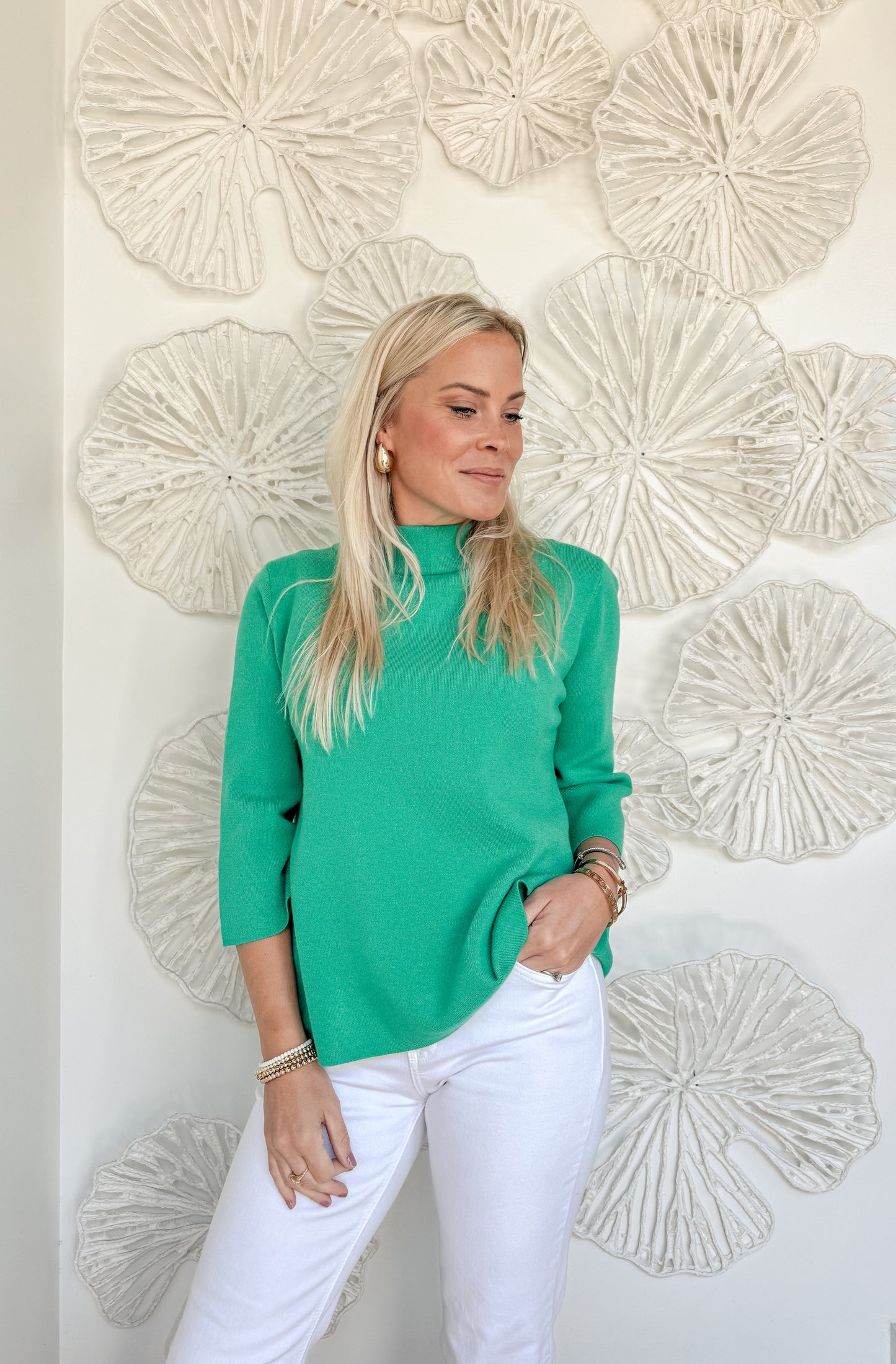 Soft Green Mock Neck Sweater